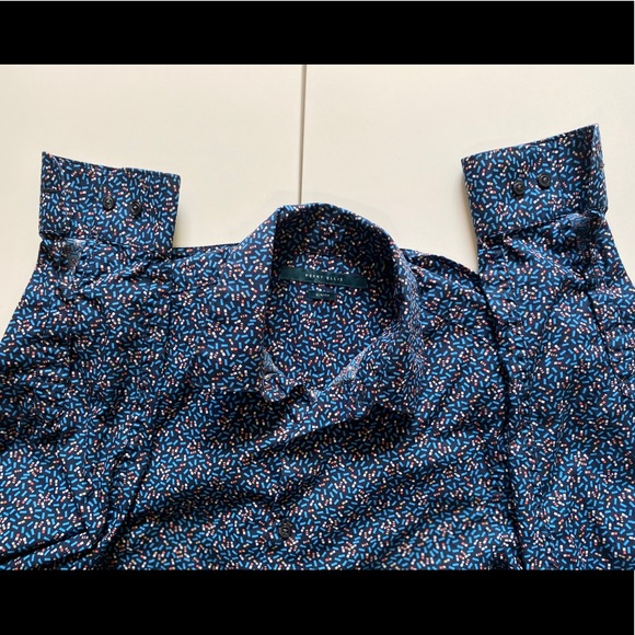 💯Perry Ellis Button Down long sleeve Shirt Blue - Picture 5 of 7